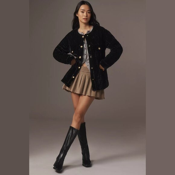 NEW Endless Rose - Size S, Quilted Velvet Jacket - Black - Picture 1 of 4